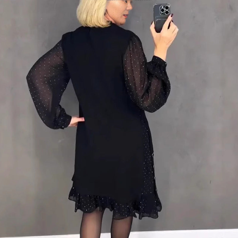 SeraAmsterdam™ | Elegante Jurk met Kristallen en Ronde Hals