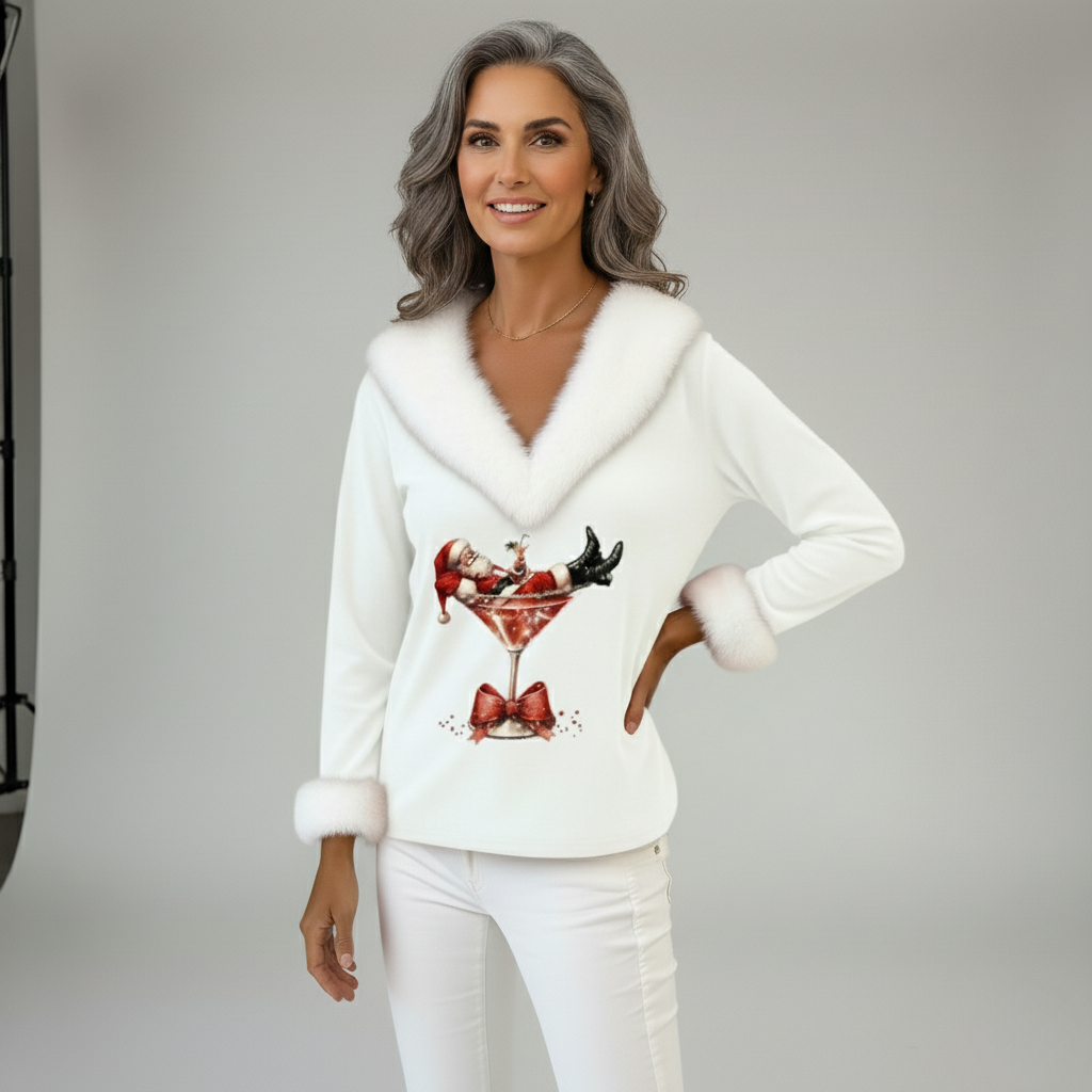 SeraAmsterdam™ | Kerst blouse met V-hals