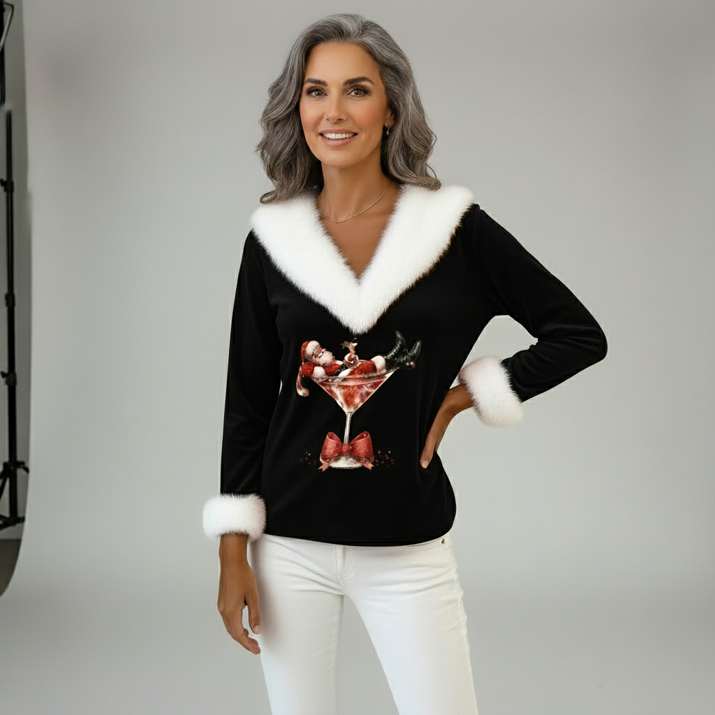 SeraAmsterdam™ | Kerst blouse met V-hals