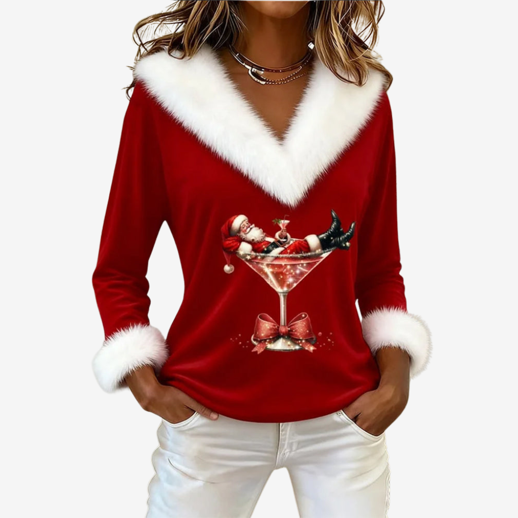 SeraAmsterdam™ | Kerst blouse met V-hals